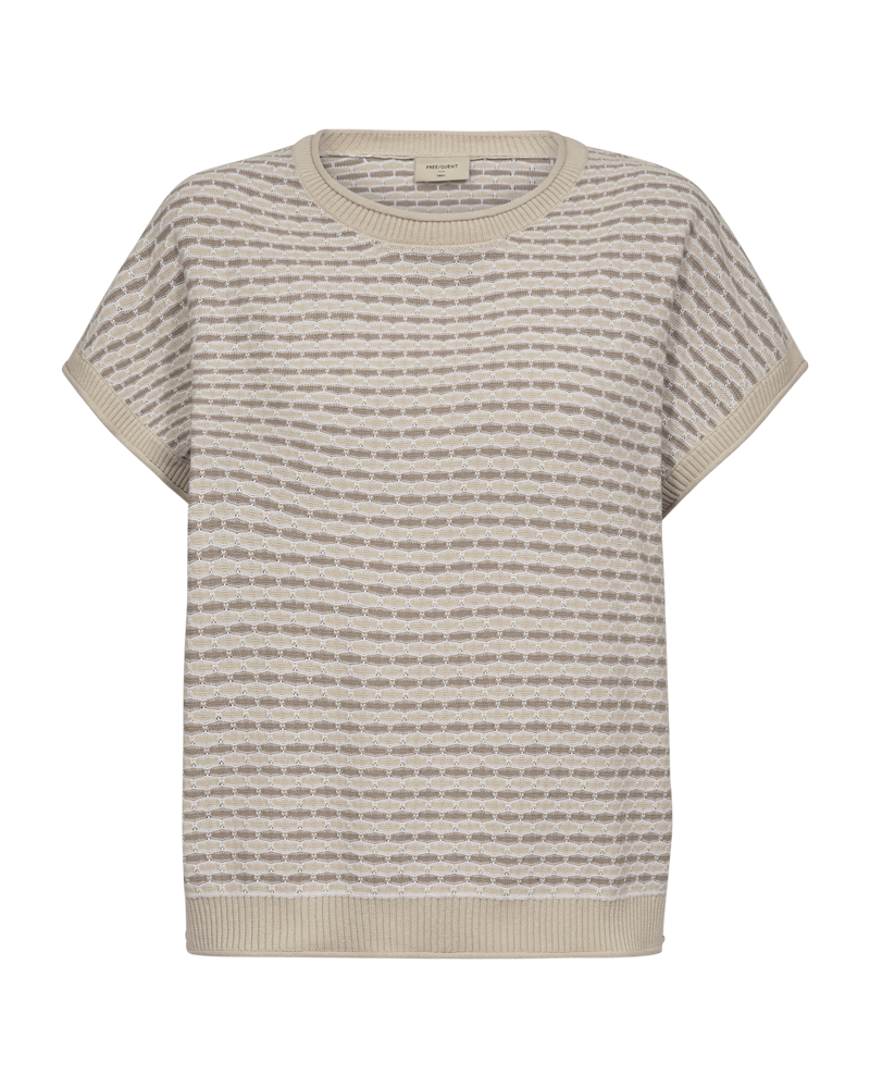 FREEQUENT PULLOVER DODO BAT SLEEVE JACQUARD PATTERN moonbeam w. simply taupe
