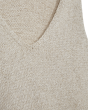 Afbeelding in Gallery-weergave laden, FREEQUENT TOP GRSCALIVA KNTTED LINEN MIX moonbeam w. simply taupe
