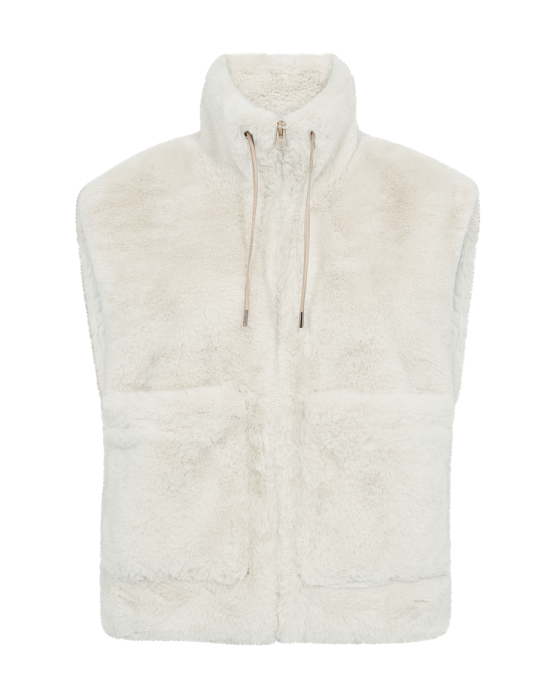 FREEQUENT WAISTCOAT FONY FAUX FUR VEST W. ZIPPER moonbeam