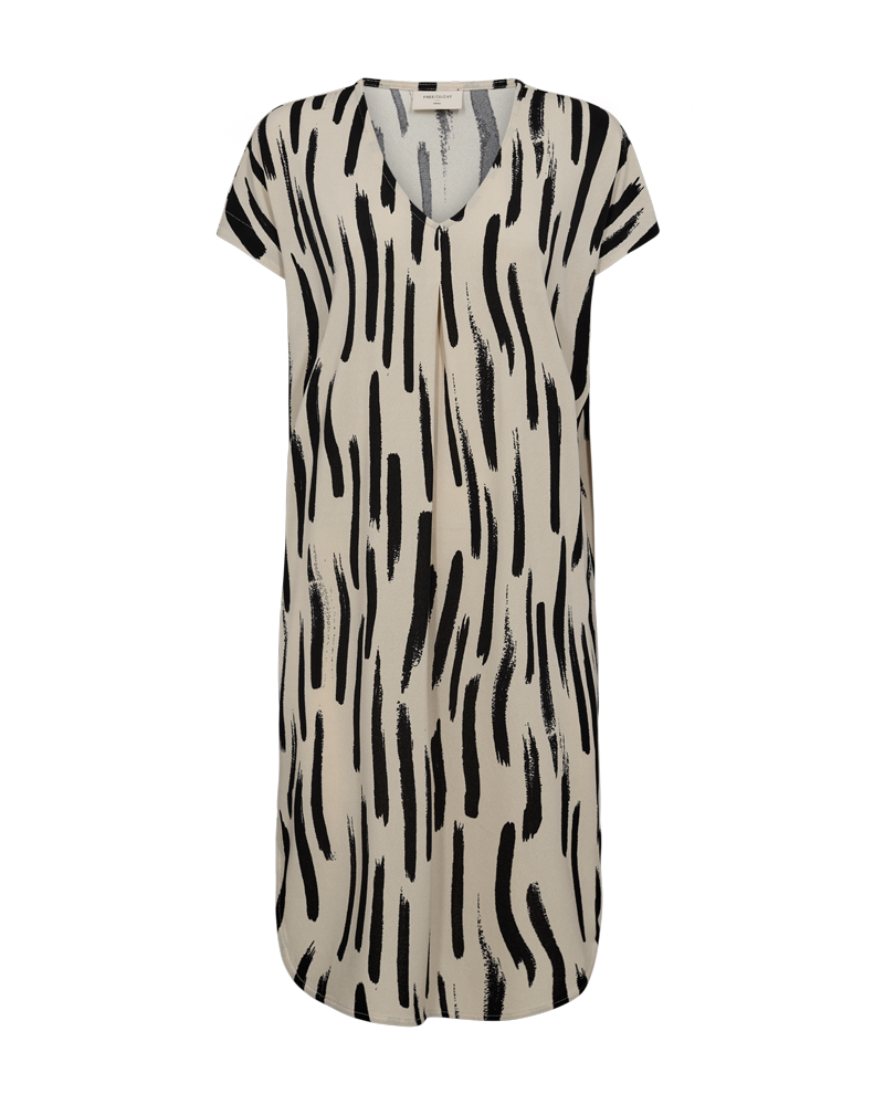 FREEQUENT DRESS FLOI PRINTED moonbeam w. black