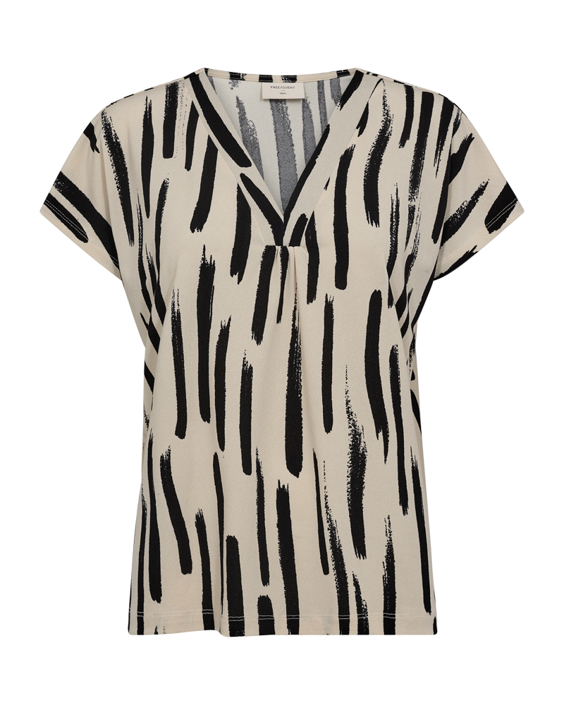 FREEQUENT SHIRT FLOI PRINTED moonbeam w. black