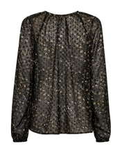 Afbeelding in Gallery-weergave laden, FREEQUENT BLOUSE SANDA PRINTED DOBBY FABRIC black w. kombu green
