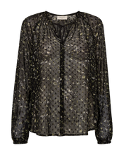 Afbeelding in Gallery-weergave laden, FREEQUENT BLOUSE SANDA PRINTED DOBBY FABRIC black w. kombu green

