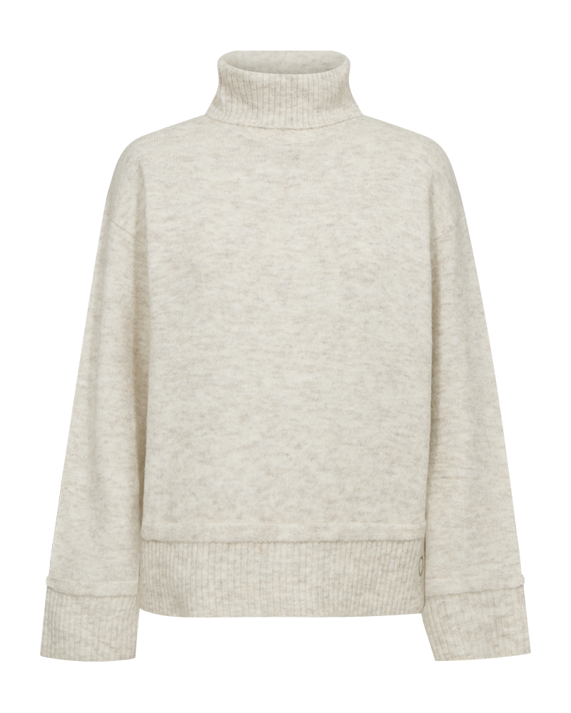 FREEQUENT PULLOVER MULLE ROLLNECK BUTTON DETAIL moonbeam melange