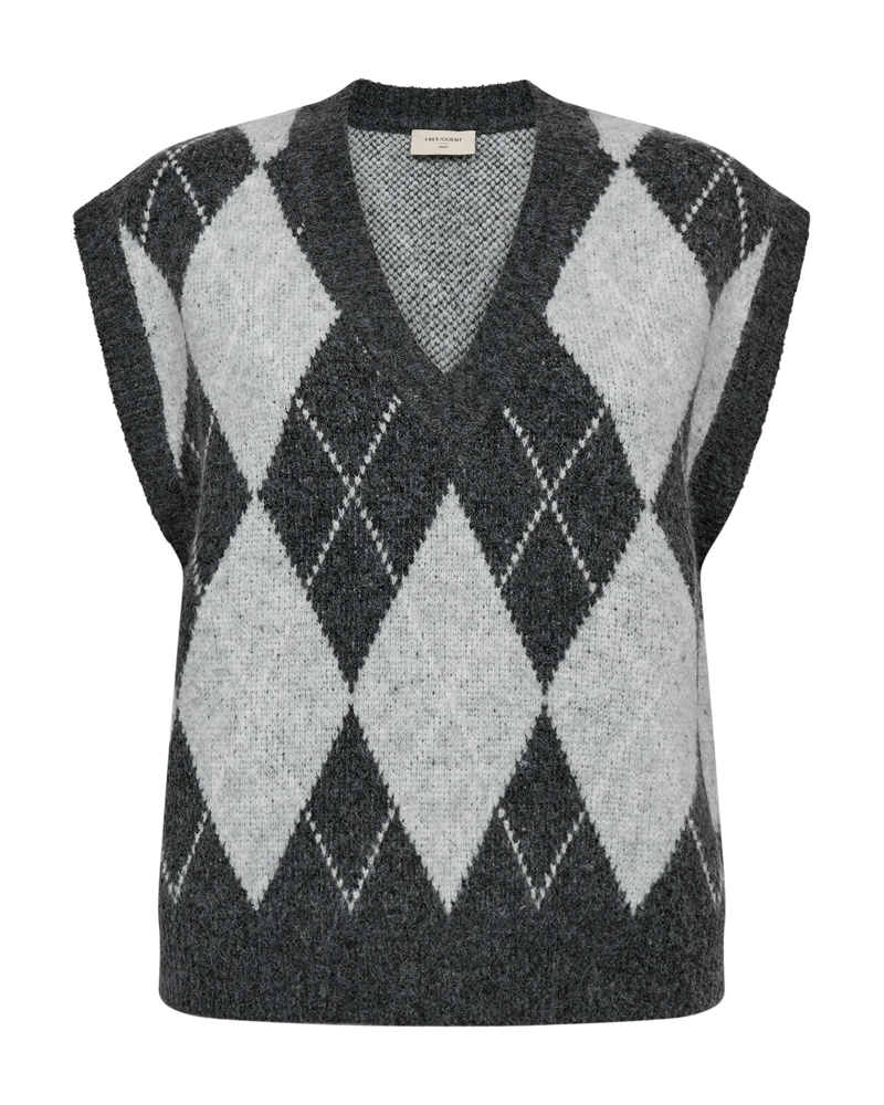 FREEQUENT SPENCER SARGYLE JACQUARD PATTERN dark grey mel w. light grey mel