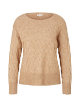 Afbeelding in Gallery-weergave laden, TOM TAILOR KNIT CABLE PULLOVER SOFT LIGHT CAMEL MELANGE
