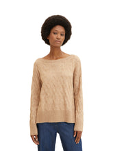 Afbeelding in Gallery-weergave laden, TOM TAILOR KNIT CABLE PULLOVER SOFT LIGHT CAMEL MELANGE
