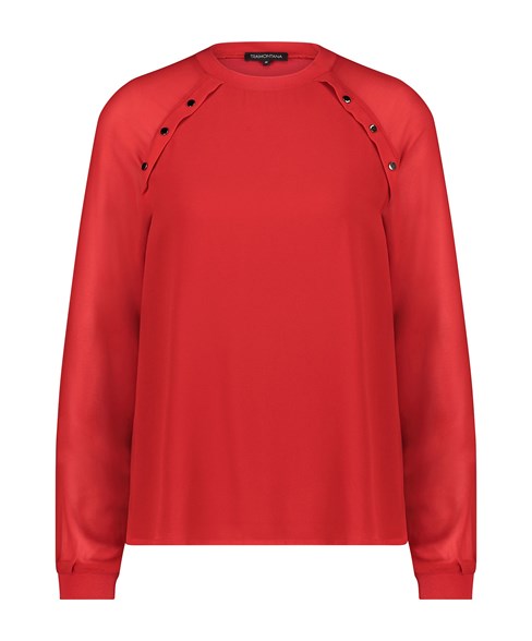 TRAMONTANA TOP L/S BUTTON DETAILS RED